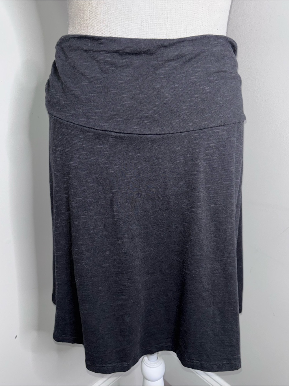 Toad & Co Chaka skirt organic cotton knit blend black heather A-line size Medium